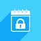 Calendar icon with padlock sign. Calendar icon and security, protection, privacy concept