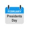 Calendar icon for Presidents Day. Vector illustration.