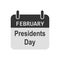 Calendar icon for Presidents Day. Vector illustration.