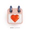 Calendar icon with red heart shape. Valentine`s Day reminder