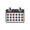 Calendar icon with the selected dates. Vector illustration on white background.