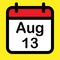 Calendar icon thirteenth August