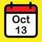 Calendar icon thirteenth October