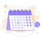 Calendar isometric icon with selected date. Time management and deadline concept. Flat cartoon design vector