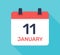 Calendar January 11 icon illustration isolated vector sign.