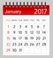 Calendar of January 2017 - illustration - Vector