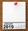 Calendar January 2019. 3d Rendering