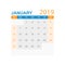 Calendar january 2019 year in simple style. Calendar planner design template. Agenda january monthly reminder. Business vector il