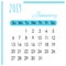 Calendar January blue 2019 on white background