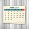 Calendar June 2021 on wood