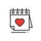 Calendar line icon. Reminder. Happy Valentine day sign and symbol. Love couple relationship dating wedding day theme