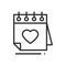 Calendar line icon. Reminder. Happy Valentine day sign and symbol. Love couple relationship dating wedding day theme