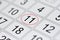 Calendar, mark day of the week, date in the red circle, note, scheduler, memo, save the date, 11