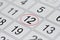 Calendar, mark day of the week, date in the red circle, note, scheduler, memo, save the date, 12