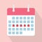 Calendar with marked menstrual cycle days