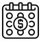 Calendar money income icon outline vector. Passive business