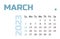 Calendar for the month of March 2023. blue Horizontal calendar