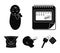 Calendar, newborn, stomach massage, artificial feeding. Pregnancy set collection icons in black style vector symbol
