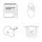 Calendar, newborn, stomach massage, artificial feeding. Pregnancy set collection icons in outline style vector symbol