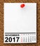 Calendar November 2017. 3d Rendering