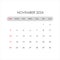 Calendar for November 2024. The week starts on Sunday.