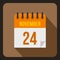 Calendar november twenty fourth icon, flat style