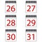 Calendar Number Vector Icons Set