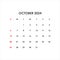 Calendar for October 2024. The week starts on Sunday.