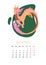 Calendar of October with Chinese dragon and autumn bouquet of leaves. New year 2024. Golden Dragon