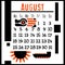 The calendar page for August 2024 with a cute geometric dragon. Isolated on a white background. The symbol of the year