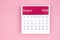 Calendar page August 2024 on pink background