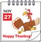 Calendar Page With Cartoon Turkey Escape