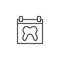 Calendar page with human tooth line icon