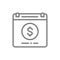 Calendar payday loan, monthly payment line icon.