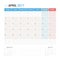 Calendar Planner for April 2017 Vector Design Template Stationary.