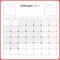 Calendar Planner for February 2017 Vector Design Template Stationary.