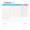 Calendar Planner for February 2017 Vector Design Template Stationary.