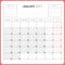 Calendar Planner for January 2017 Vector Design Template Stationary.