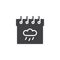 Calendar with rainy cloud icon vector