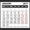 Calendar sheet January 2017