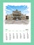 Calendar sheet layout May month 2021 year. Germany. Konzerthaus Berlin. Old building hand drawn sketch. Unusual perspective. City