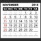 Calendar sheet November 2018