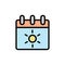 Calendar, sunny icon. Simple color with outline vector elements of vacation icons for ui and ux, website or mobile application