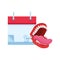 Calendar and teeth practical joke icon