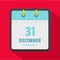 Calendar thirty first december icon, flat style