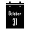 Calendar thirty first of October icon