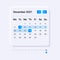 Calendar UI Template. Blue Gradient pickers. Neumorphism Widget concept