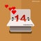 Calendar for valentines day, alendar Date, February 14, calendar on flat design