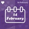 Calendar for valentines day, alendar Date, February 14, calendar on flat design