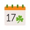 Calendar vector, Feast of Saint Patrick flat icon